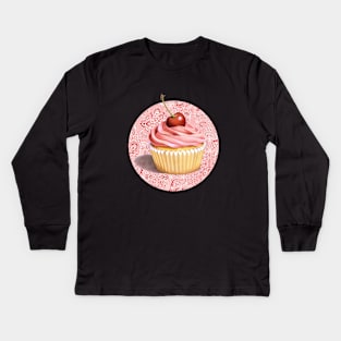 Pink Cupcake Paisley Bandana Kids Long Sleeve T-Shirt